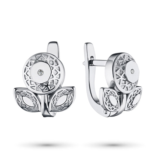 Sterling Silver Earrings with Lab-Created Diamonds 0.020 CT.TW