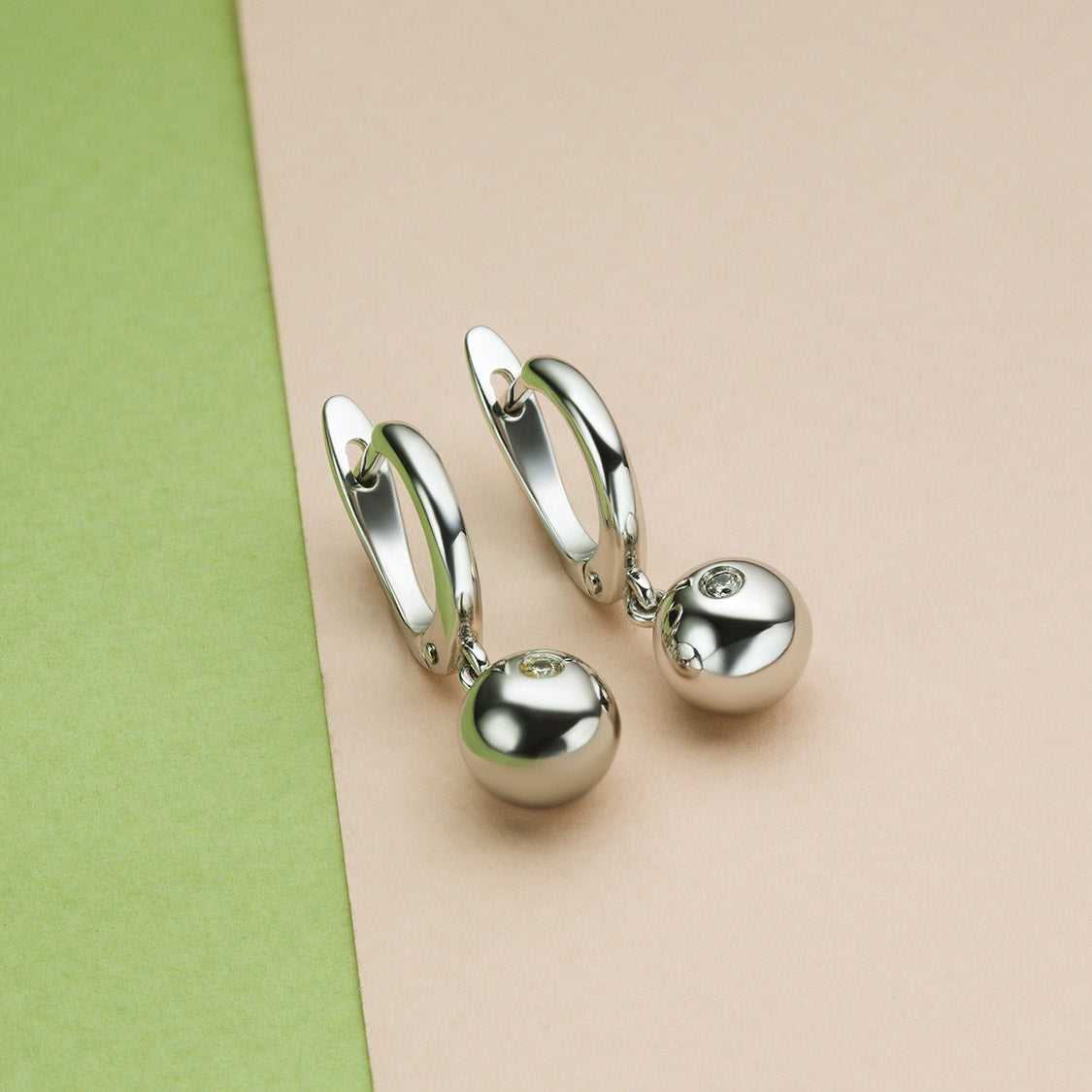 Sterling Silver Earrings with Lab-Created Diamonds 0.090 CT.TW