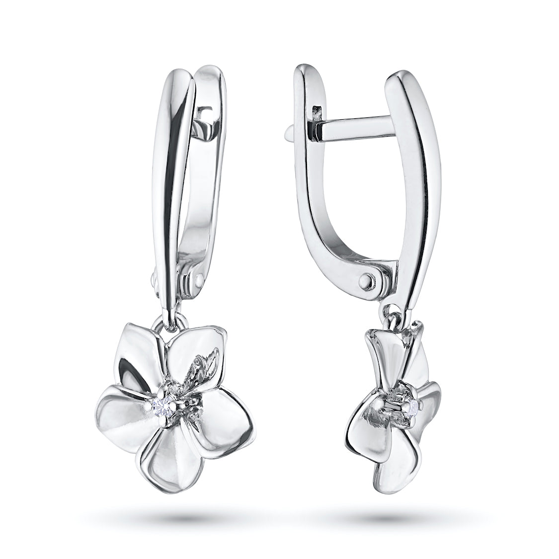Sterling Silver Earrings with Lab-Created Diamonds 0.050 CT.TW