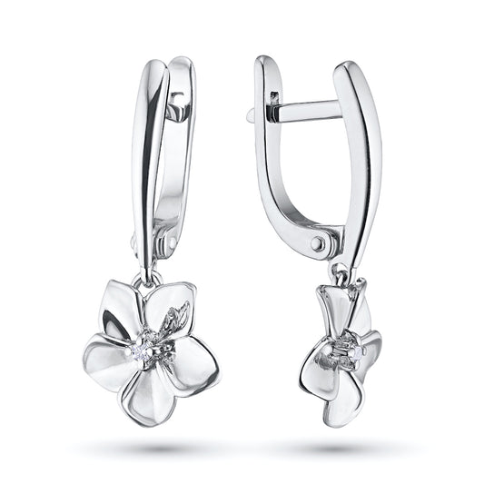 Sterling Silver Earrings with Lab-Created Diamonds 0.050 CT.TW
