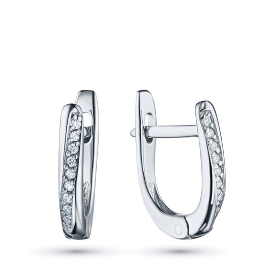 Sterling Silver Earrings with Lab-Created Diamonds 0.110 CT.TW