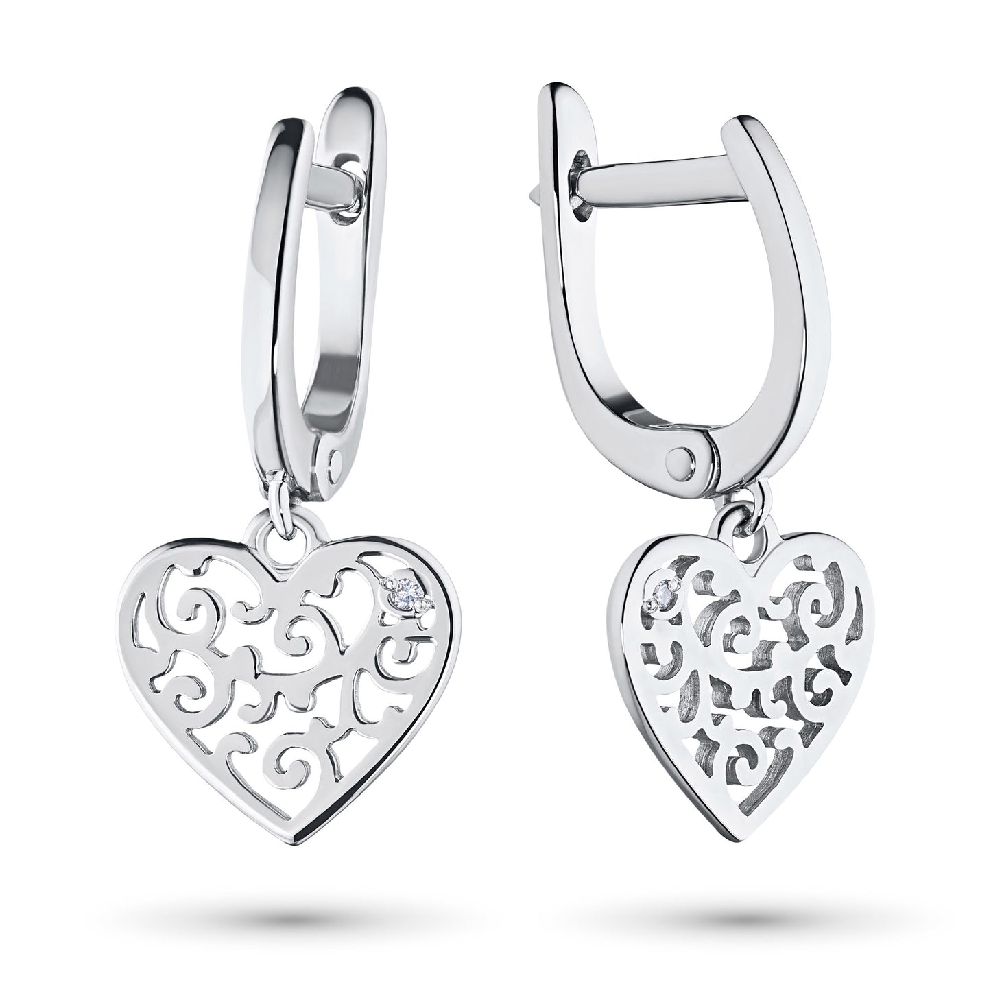 Sterling Silver Earrings with Lab-Created Diamonds 0.01 CT.TW