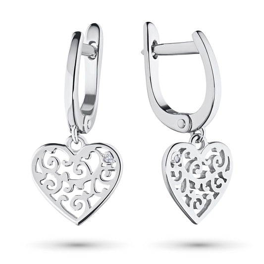 Sterling Silver Earrings with Lab-Created Diamonds 0.01 CT.TW