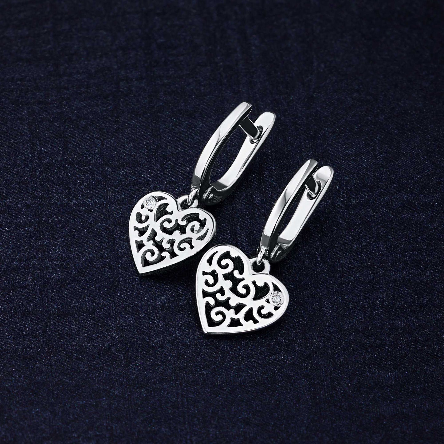 Sterling Silver Earrings with Lab-Created Diamonds 0.01 CT.TW