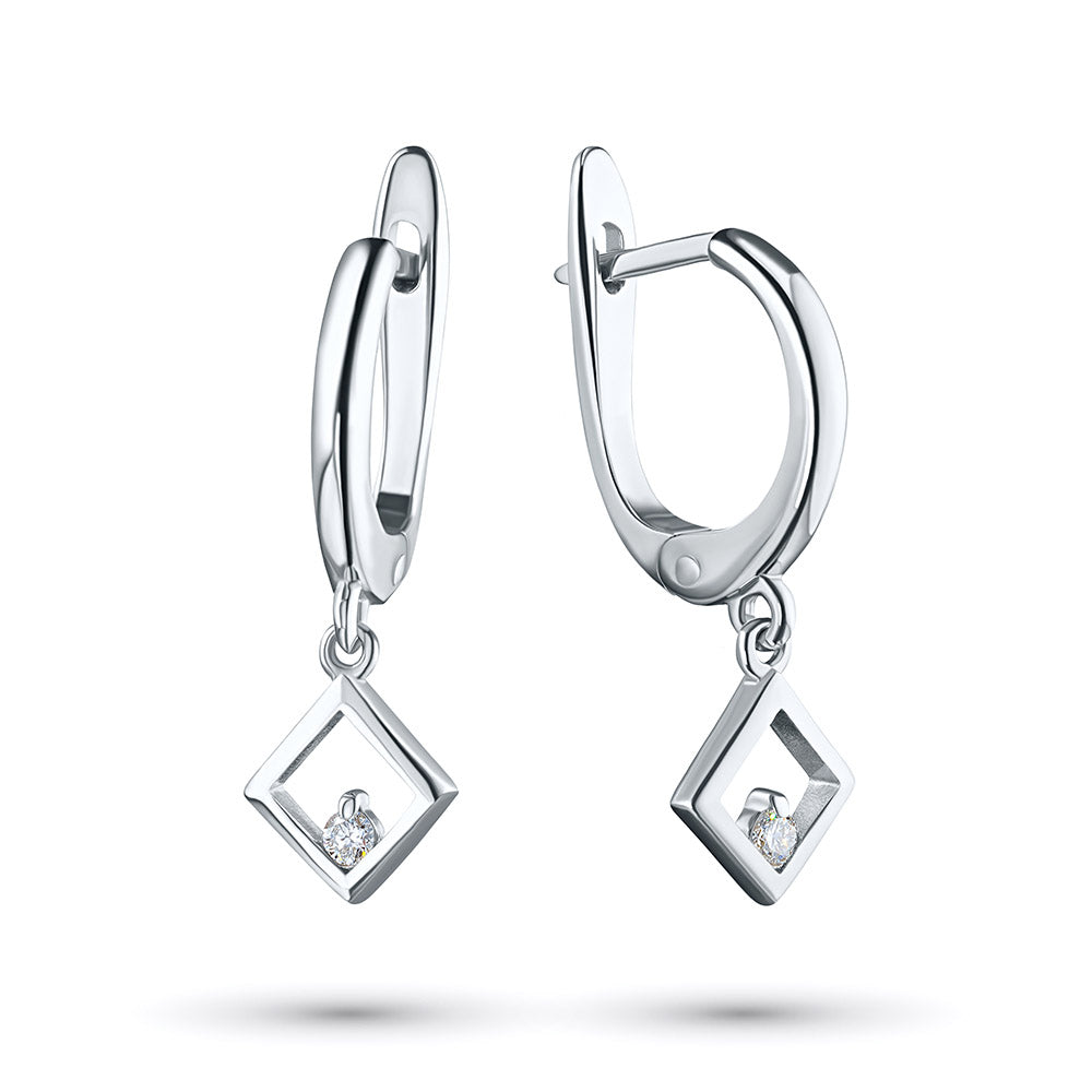 Sterling Silver Earrings with Lab-Created Diamonds 0.08 CT.TW