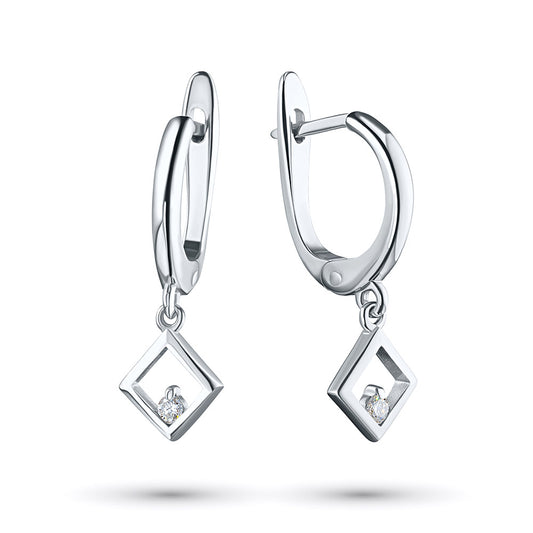 Sterling Silver Earrings with Lab-Created Diamonds 0.08 CT.TW
