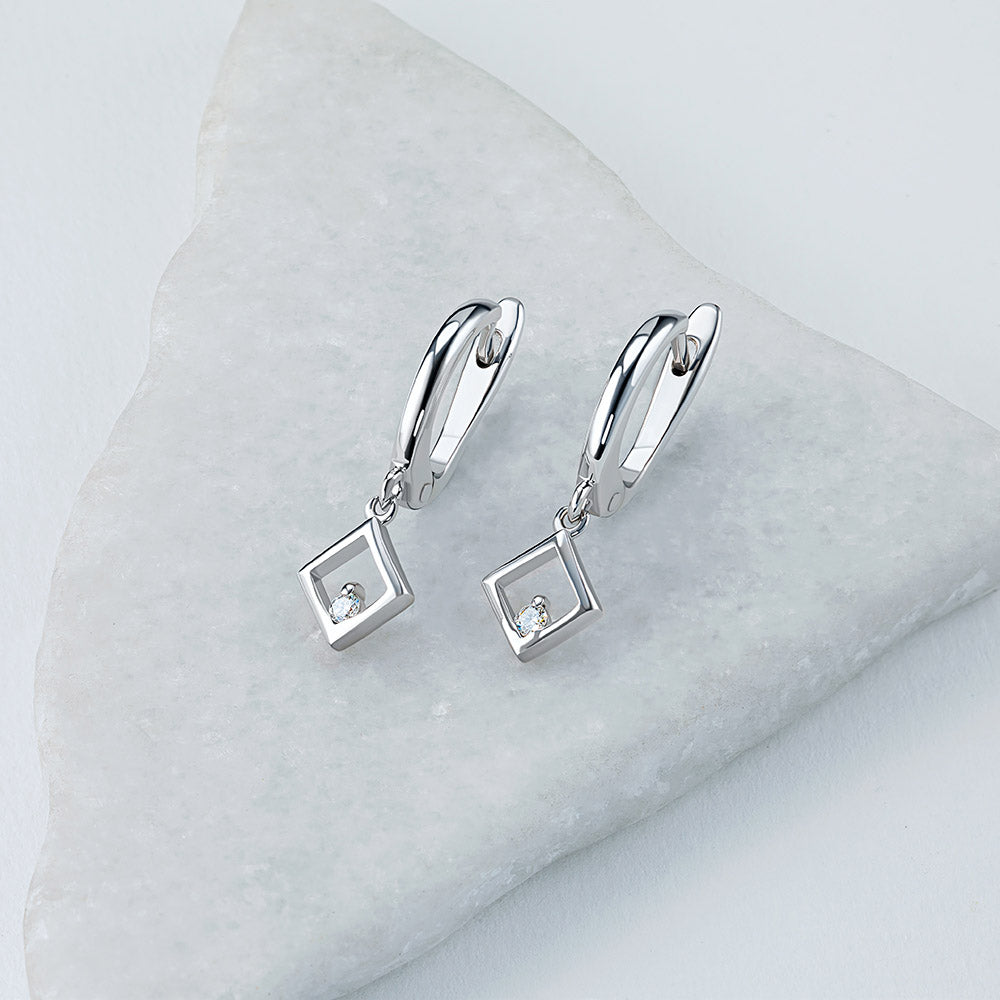Sterling Silver Earrings with Lab-Created Diamonds 0.08 CT.TW