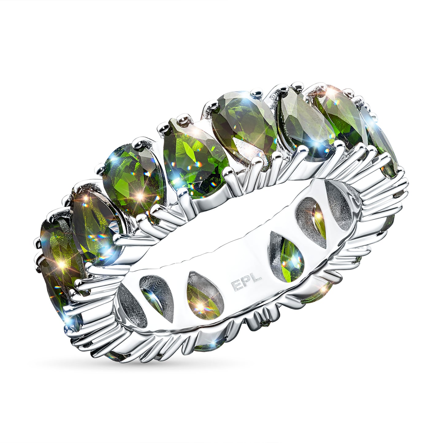 Sterling Silver Ring with Chrome diopside 7.20 CT.TW