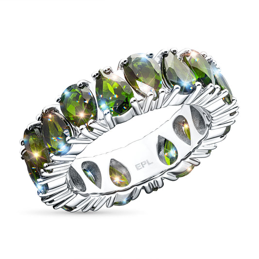 Sterling Silver Ring with Chrome diopside 6.210 CT.TW