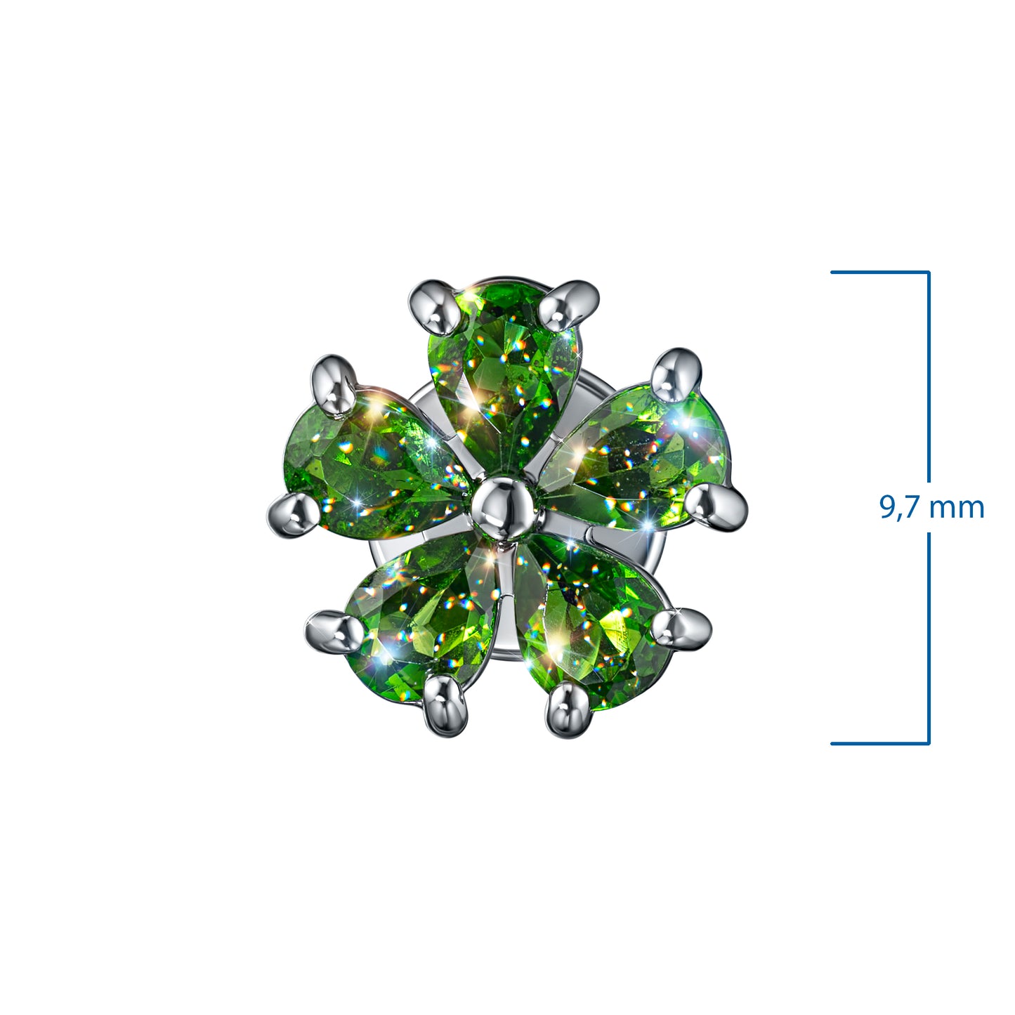 Sterling Silver Earring Studs with Chrome diopside 1.61 CT.TW