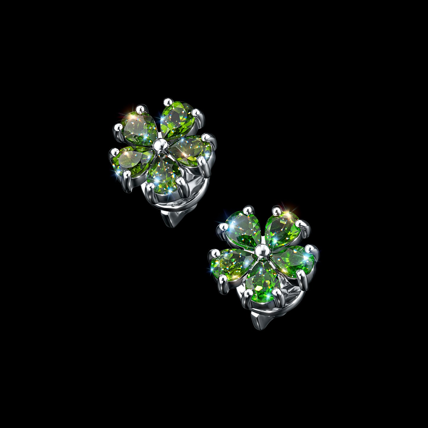 Sterling Silver Earring Studs with Chrome diopside 1.61 CT.TW