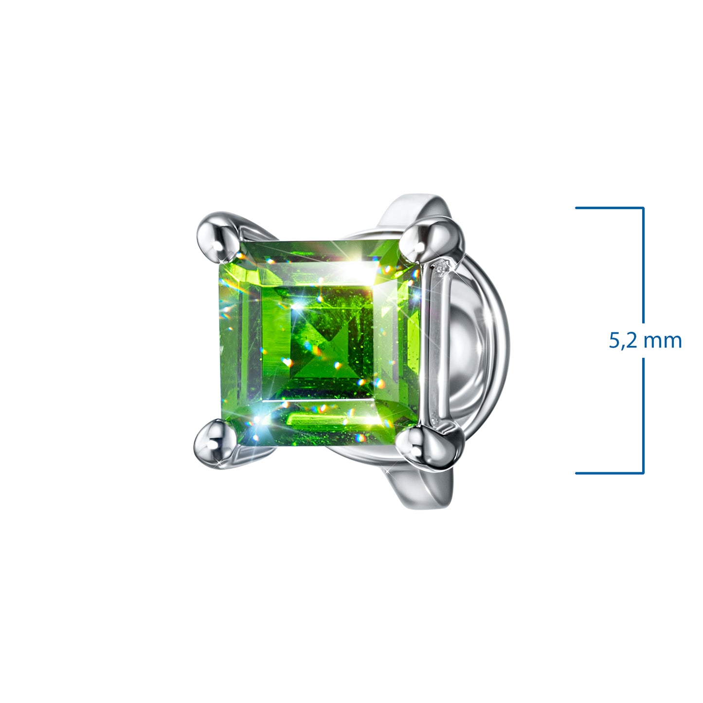 Sterling Silver Earring Studs with Chrome diopside 0.72 CT.TW