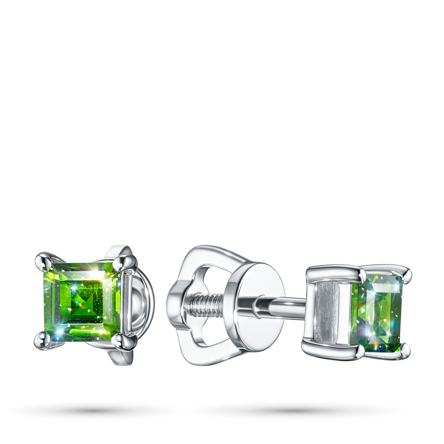 Sterling Silver Earring Studs with Chrome diopside 0.72 CT.TW