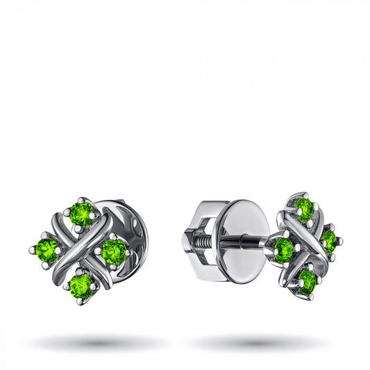 14K White Gold Earring Studs with Lab-Created Diamonds 0.26 CT.TW