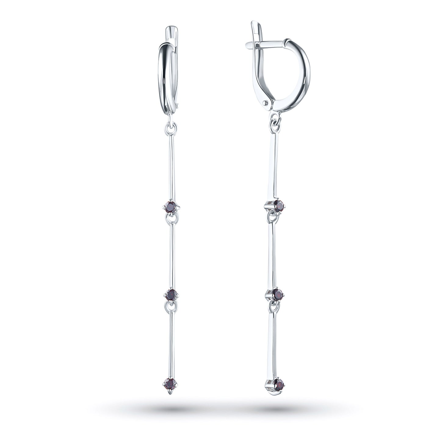 Sterling Silver Earrings with Garnet 0.31 CT.TW
