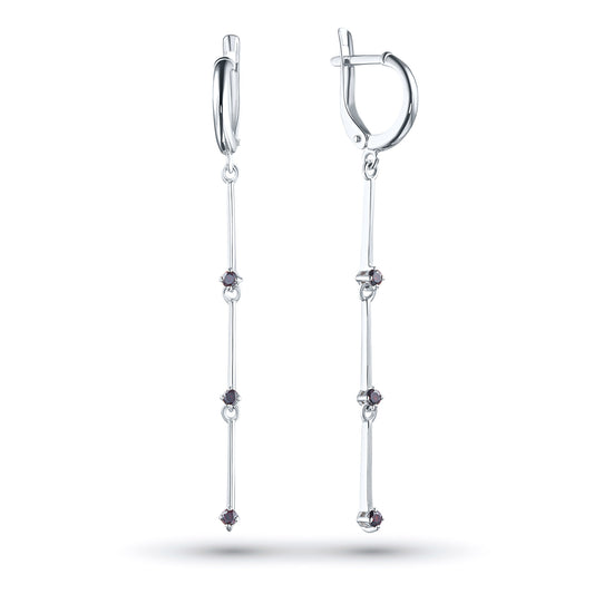 Sterling Silver Earrings with Garnet 0.31 CT.TW
