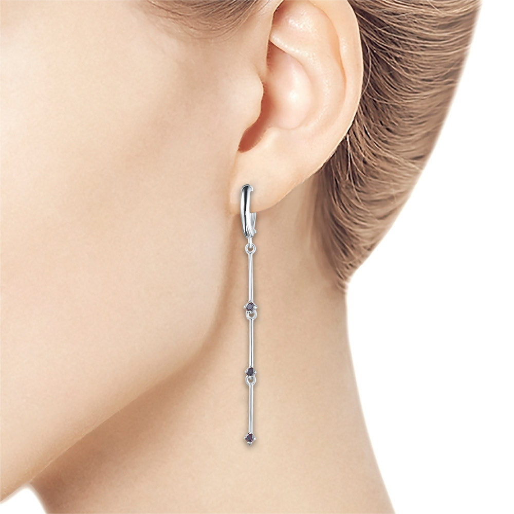 Sterling Silver Earrings with Garnet 0.31 CT.TW