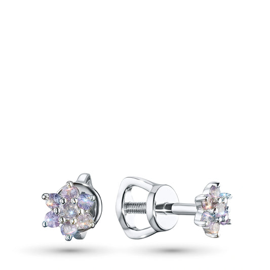 Sterling Silver Earring Studs with Tanzanite 0.27 CT.TW