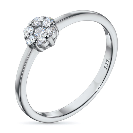 14K White Gold Ring with Natural Diamonds 0.160 CT.TW