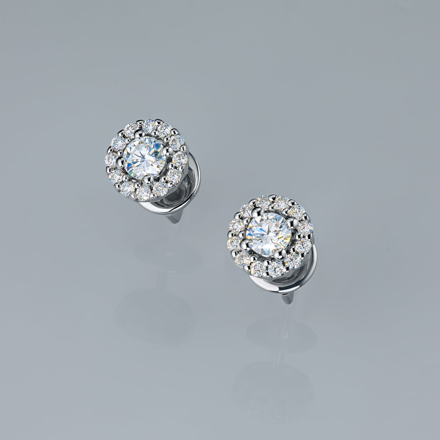 Sterling Silver Earring Studs with Lab-Created Diamonds 0.740 CT.TW