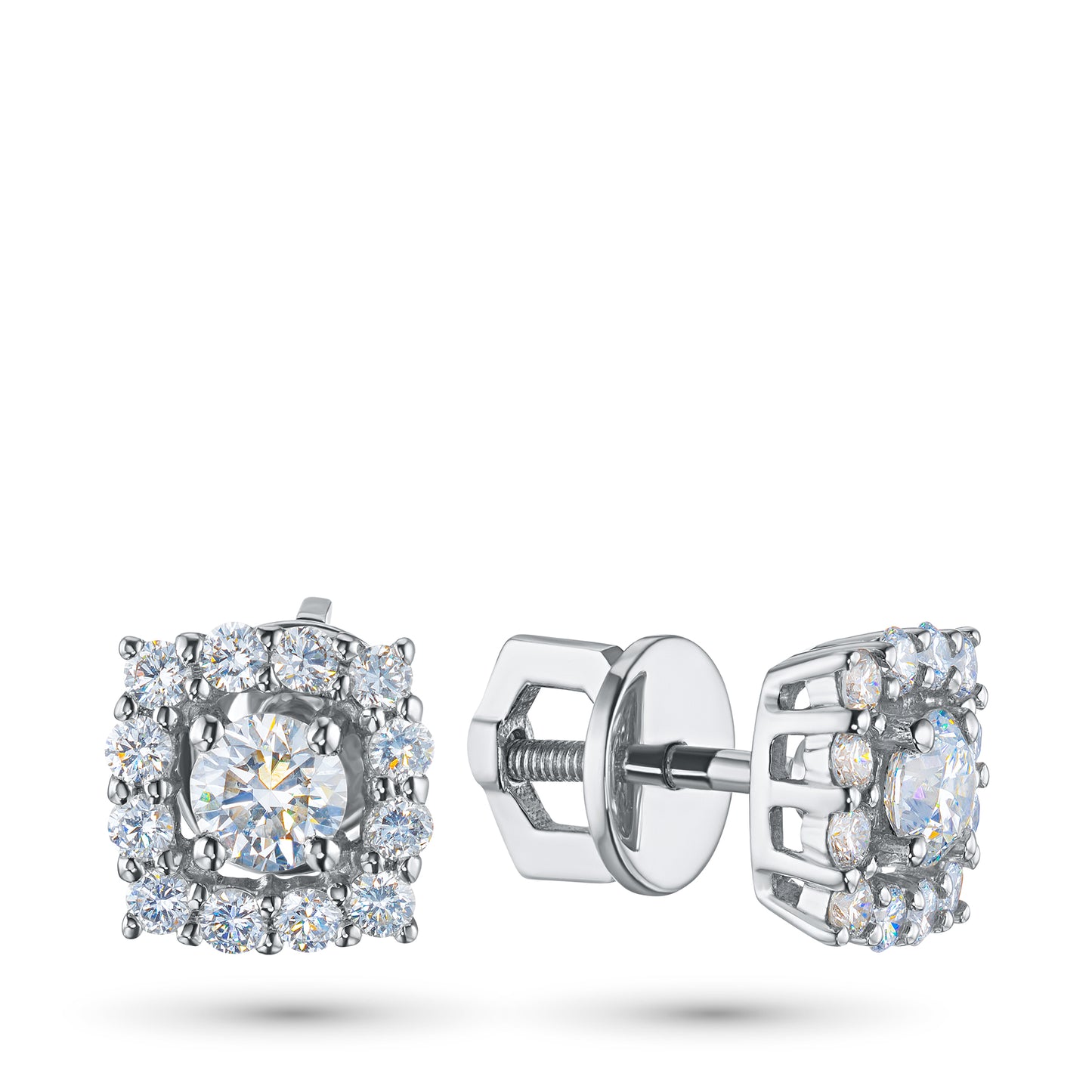 Серьги-гвоздики из стерлингового серебра с выращенными в лаборатории бриллиантами 0,920 карата 