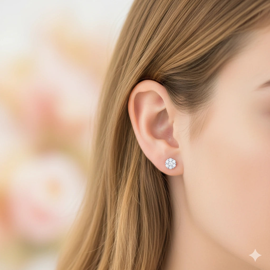 14K White Gold Earring Studs with Lab-Created Diamonds 0.34 CT.TW