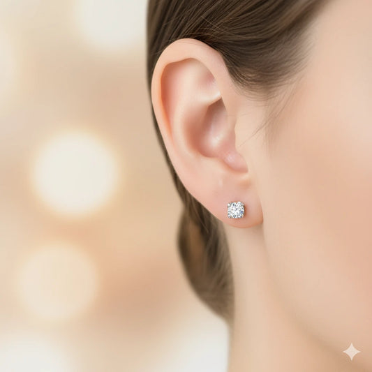 Sterling Silver Earring Studs with Lab-Created Diamonds 0.450 CT.TW