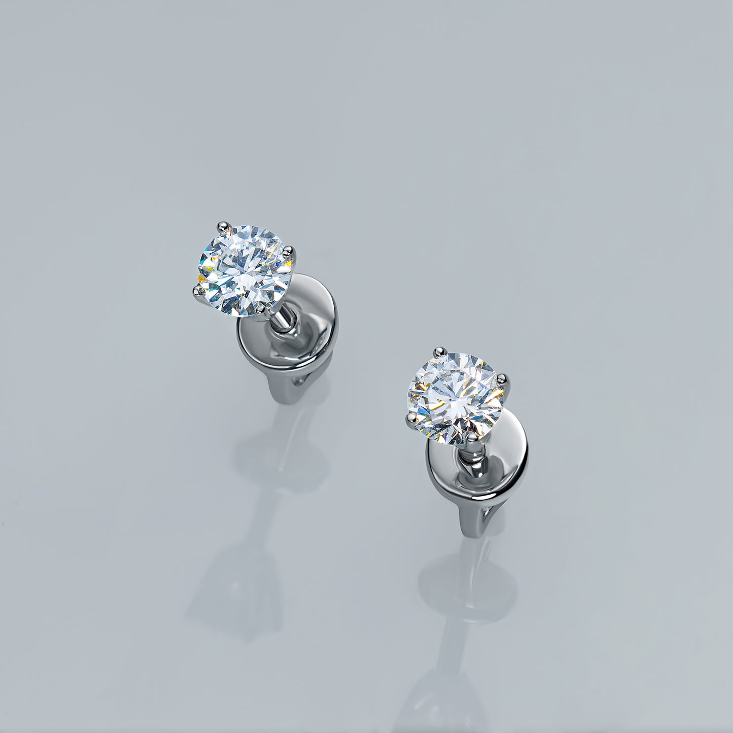 Sterling Silver Earring Studs with Lab-Created Diamonds 0.550 CT.TW