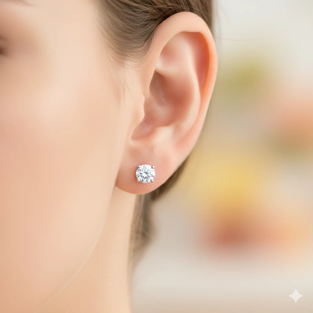 Sterling Silver Earring Studs with Lab-Created Diamonds 0.59 CT.TW
