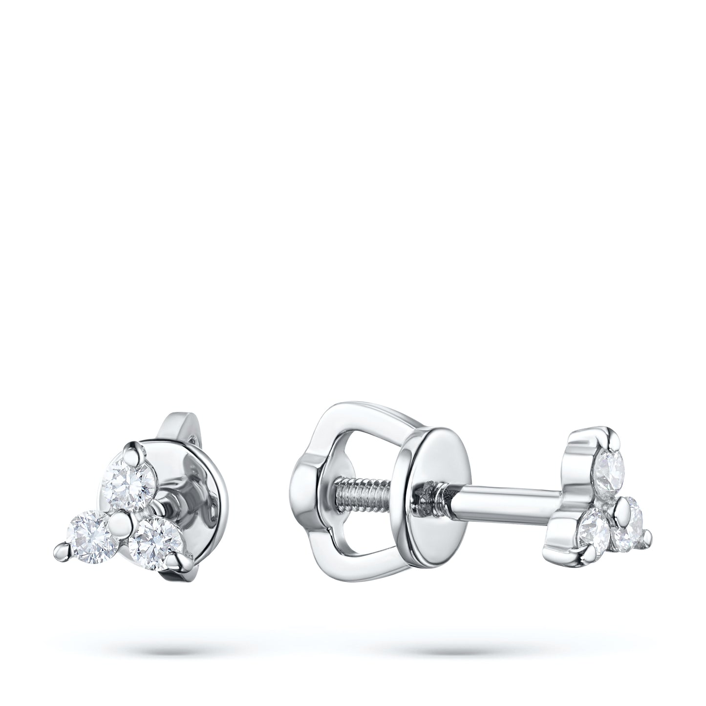 Sterling Silver Earring Studs with Lab-Created Diamonds 0.120 CT.TW