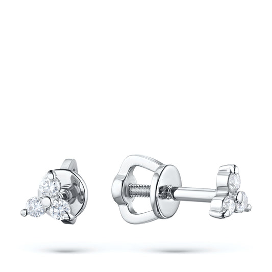 Sterling Silver Earring Studs with Lab-Created Diamonds 0.120 CT.TW