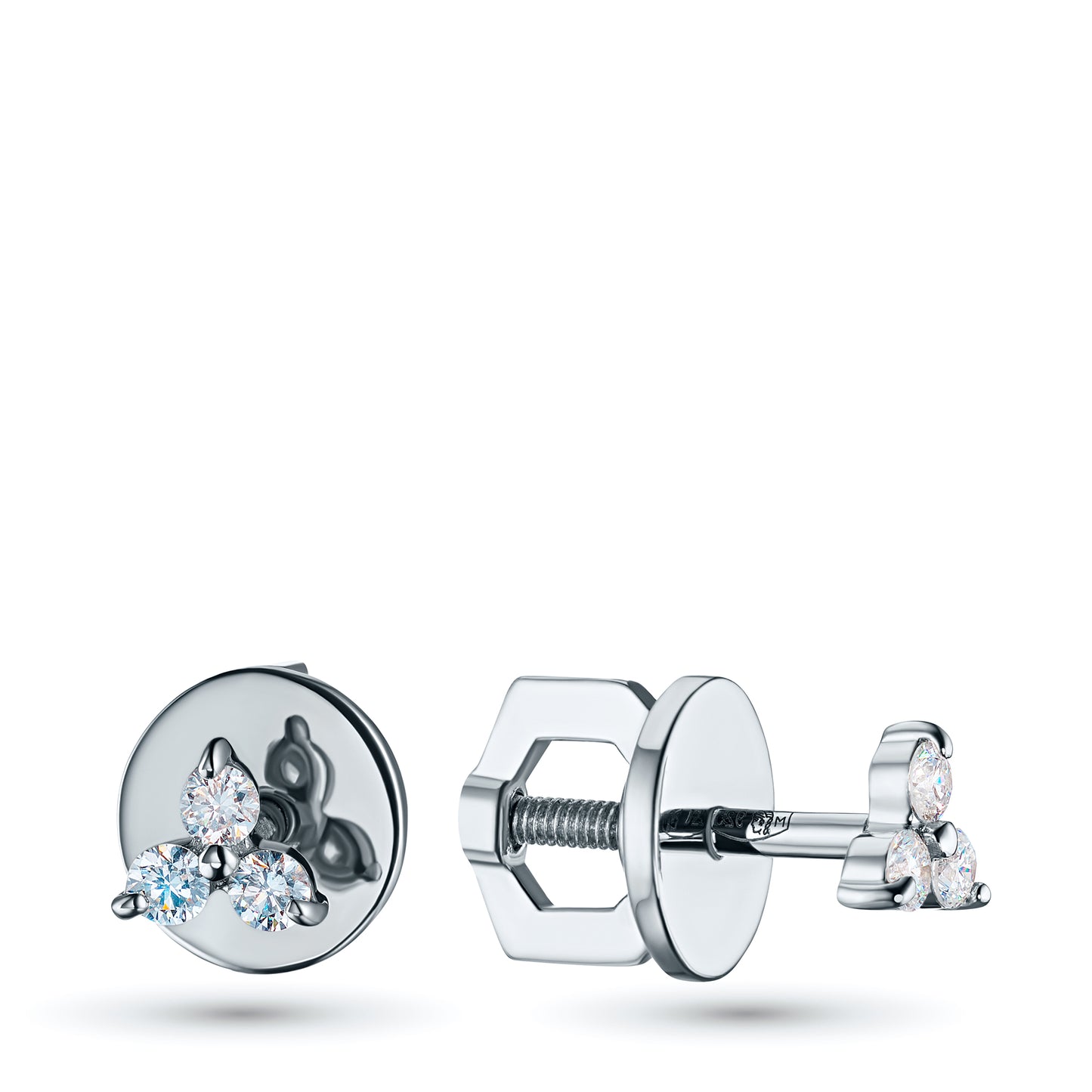 14K White Gold Earring Studs with Lab-Created Diamonds 0.16 CT.TW