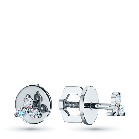 14K White Gold Earring Studs with Lab-Created Diamonds 0.16 CT.TW