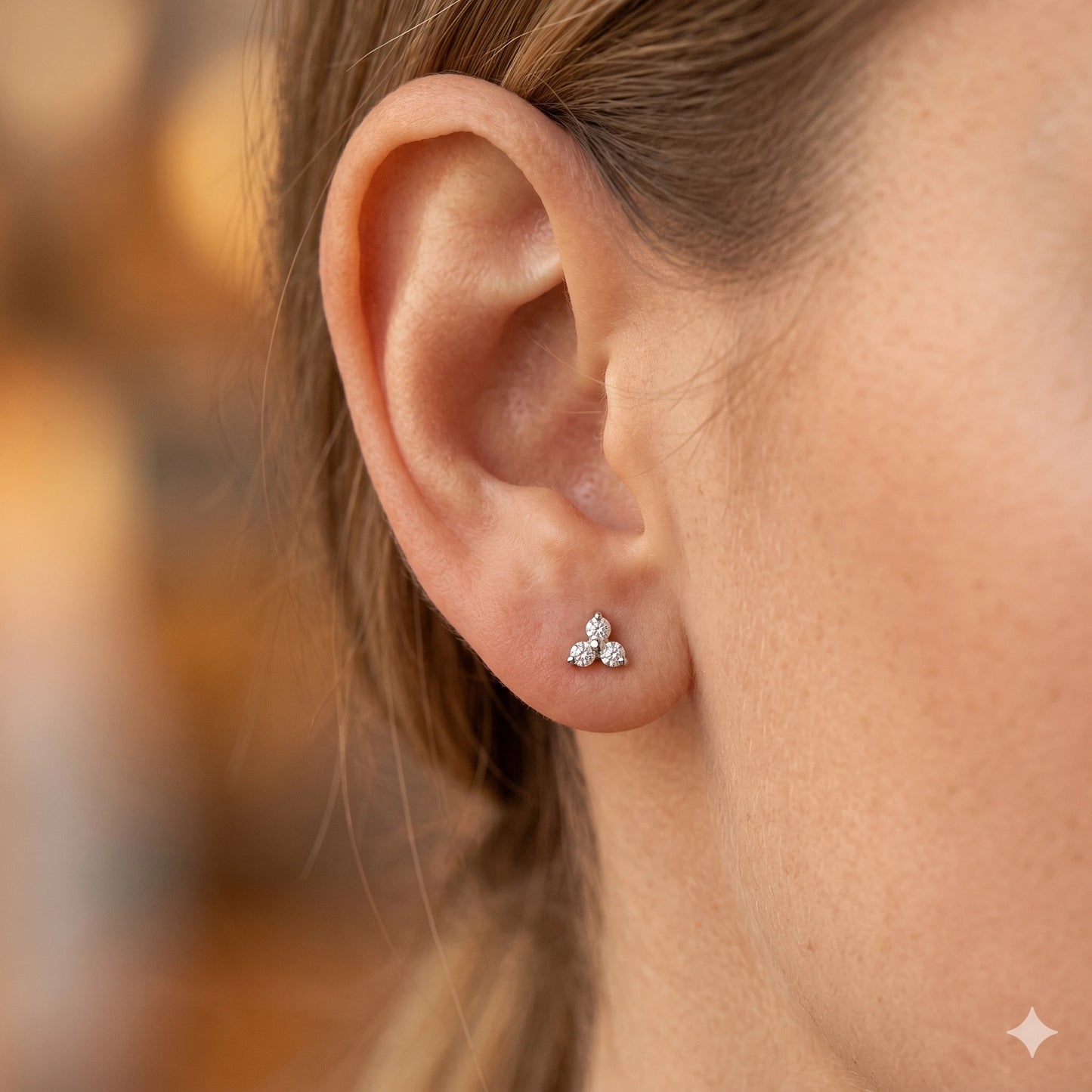 14K White Gold Earring Studs with Lab-Created Diamonds 0.16 CT.TW