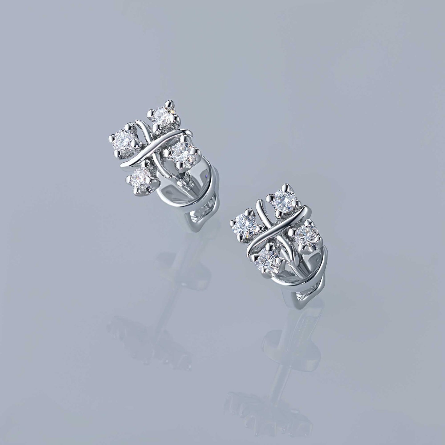 Sterling Silver Earring Studs with Lab-Created Diamonds 2.510 CT.TW