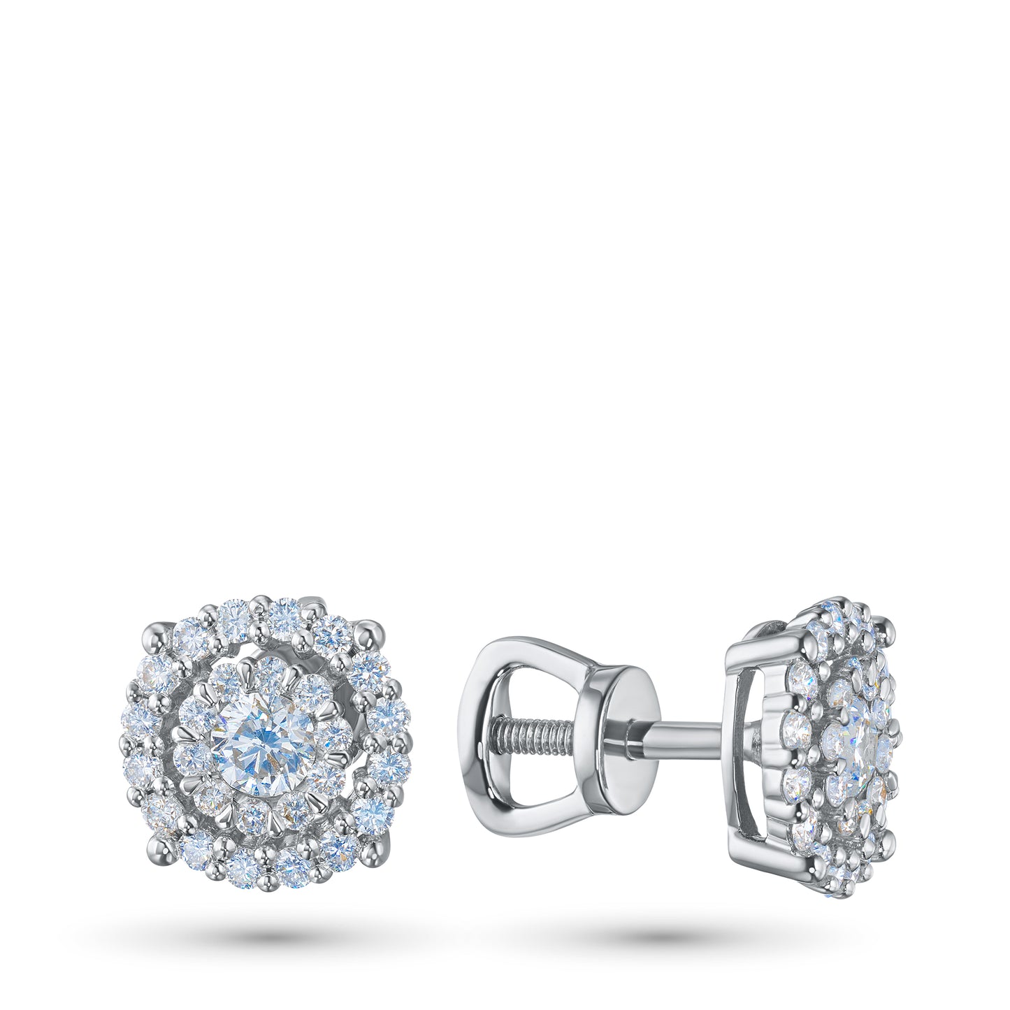 Sterling Silver Earring Studs with Lab-Created Diamonds 0.76 CT.TW