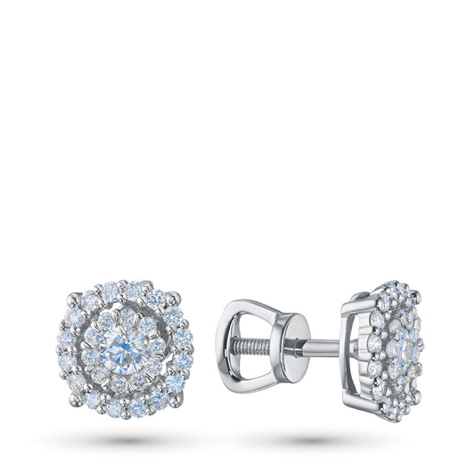 Sterling Silver Earring Studs with Lab-Created Diamonds 0.76 CT.TW
