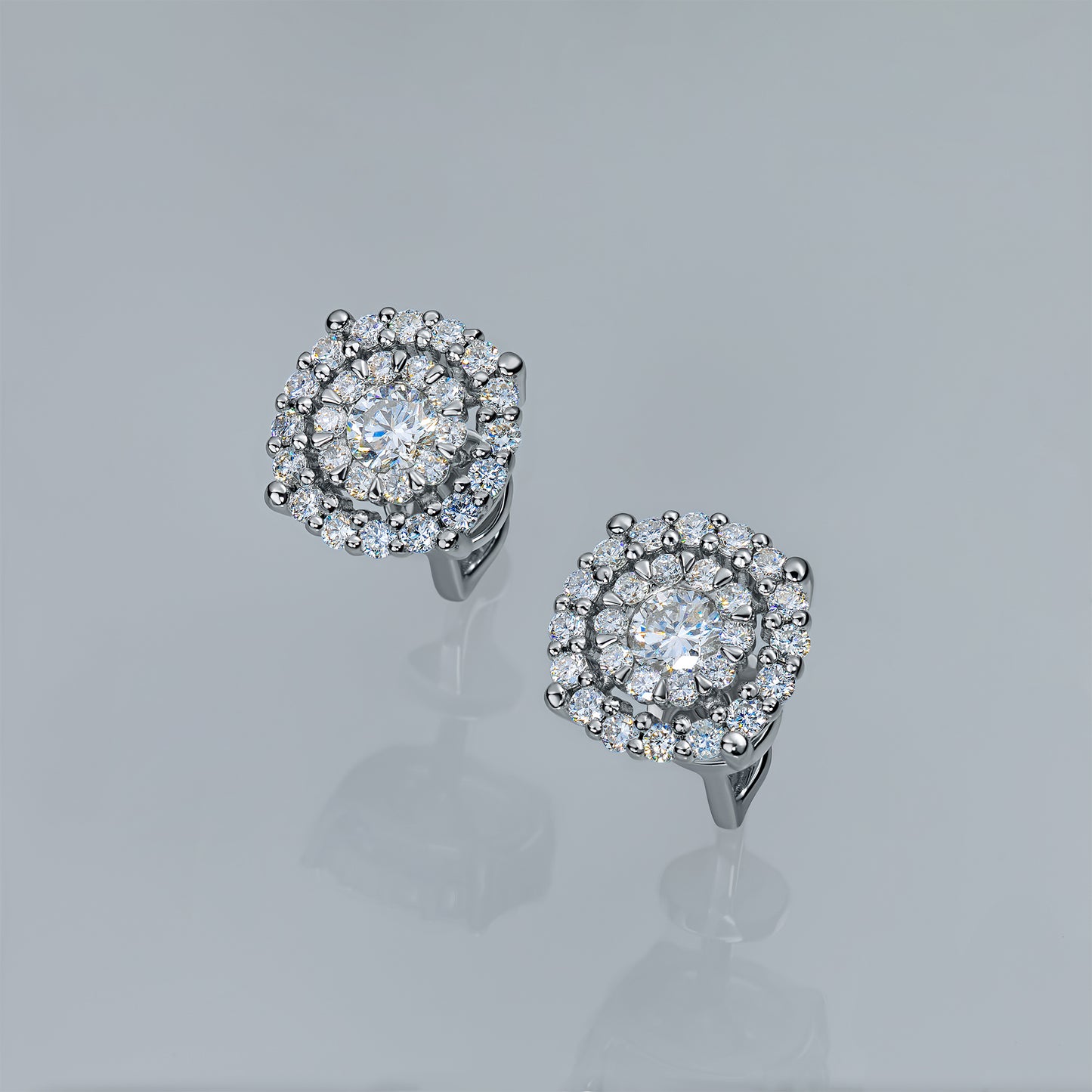 Sterling Silver Earring Studs with Lab-Created Diamonds 0.76 CT.TW