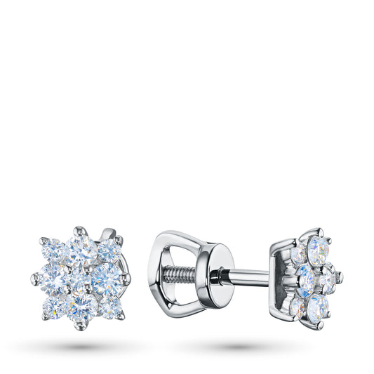 Sterling Silver Earring Studs with Lab-Created Diamonds 0.550 CT.TW