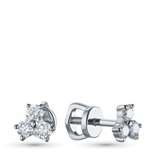 Sterling Silver Earring Studs with Lab-Created Diamonds 0.720 CT.TW