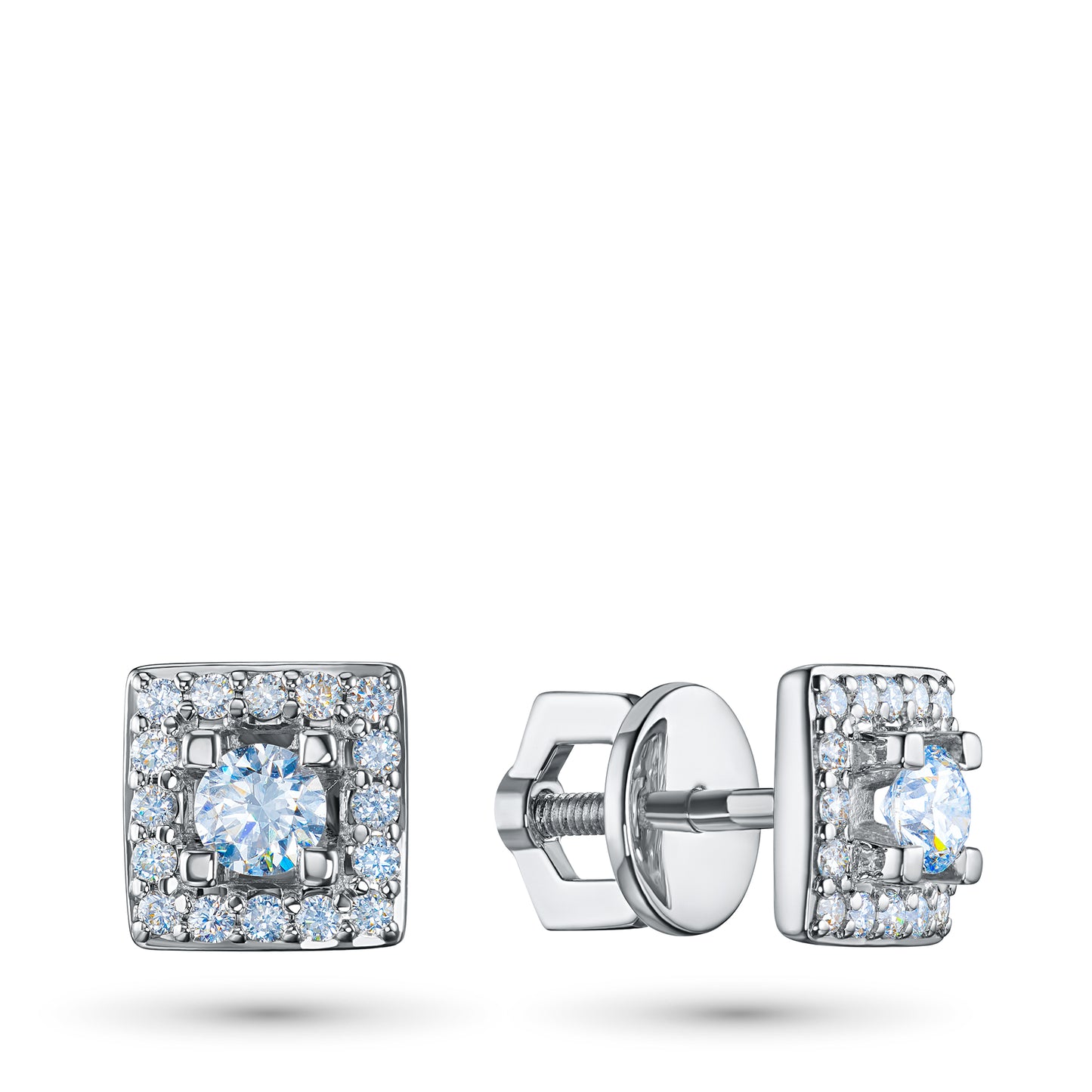 Sterling Silver Earring Studs with Lab-Created Diamonds 0.500 CT.TW