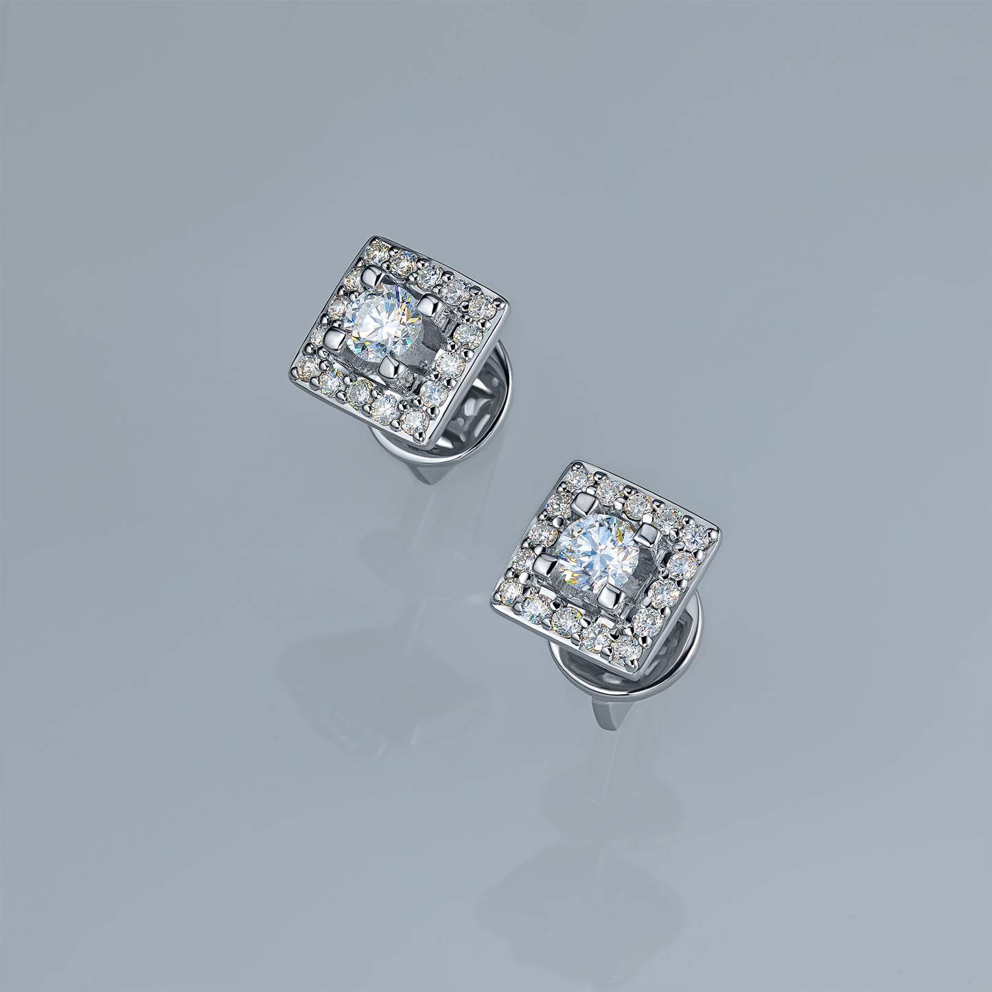 Sterling Silver Earring Studs with Lab-Created Diamonds 0.500 CT.TW