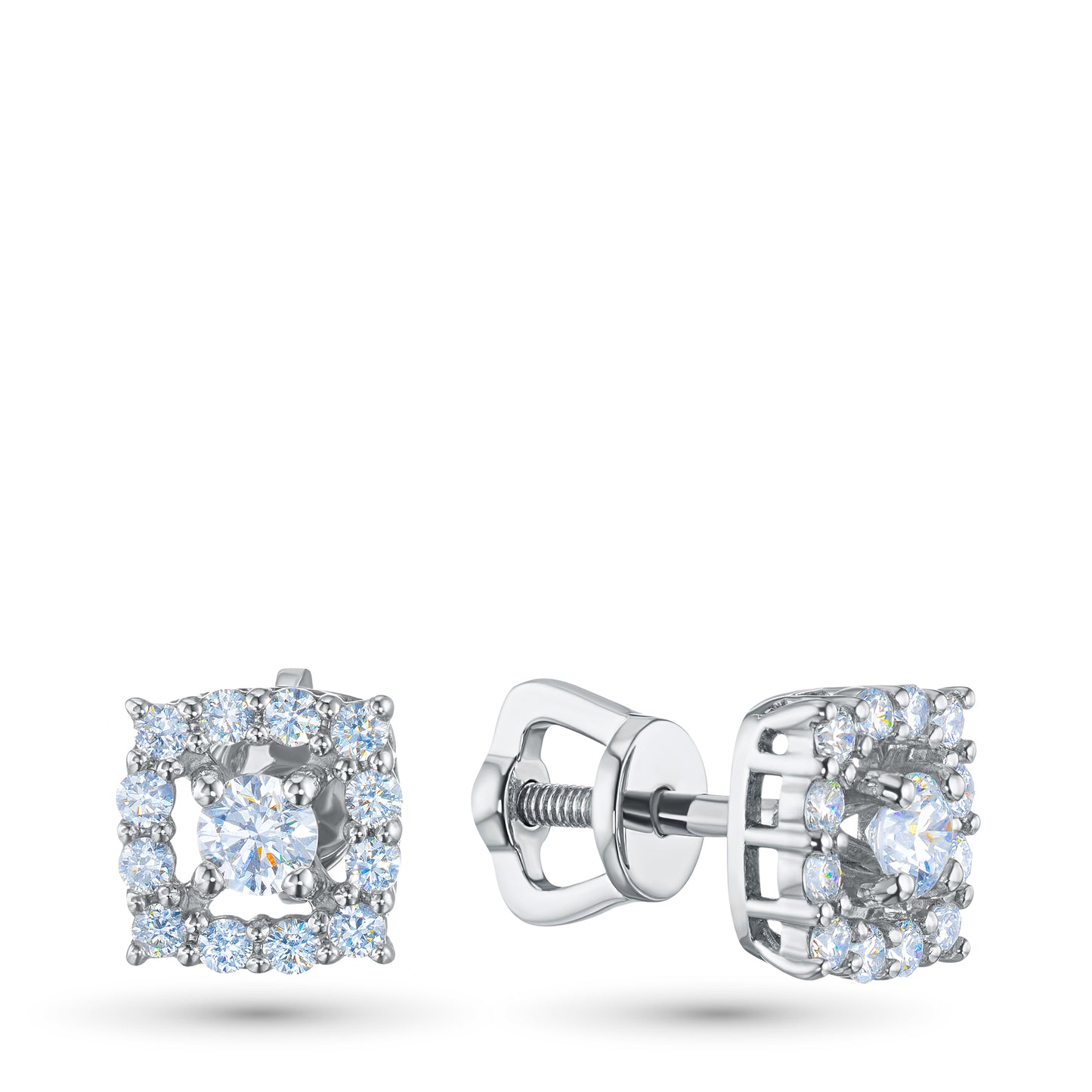 Sterling Silver Earring Studs with Sapphire and Lab-Created Diamonds 0.61 CT.TW