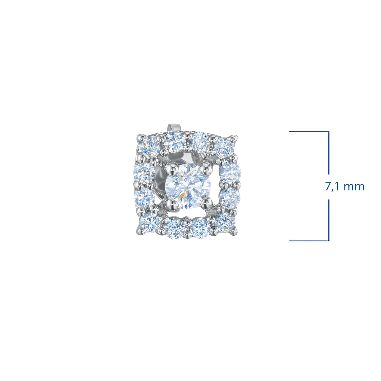 Sterling Silver Earring Studs with Sapphire and Lab-Created Diamonds 0.61 CT.TW