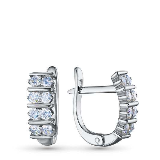 Sterling Silver Earrings with Lab-Created Diamonds 0.710 CT.TW