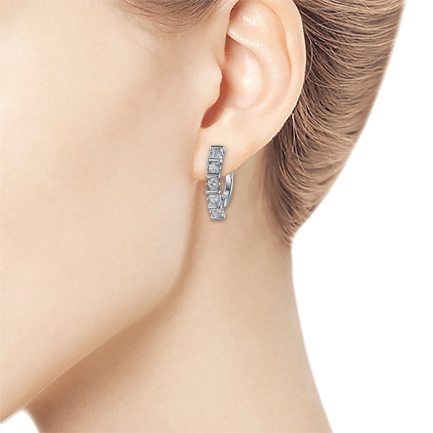Sterling Silver Earrings with Lab-Created Diamonds 0.600 CT.TW