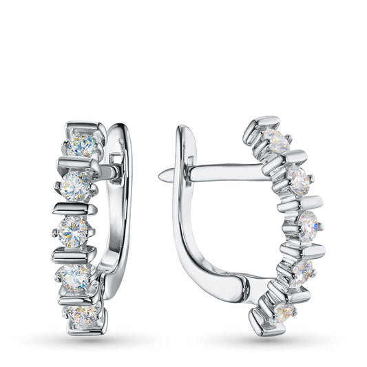 Sterling Silver Earrings with Lab-Created Diamonds 0.600 CT.TW