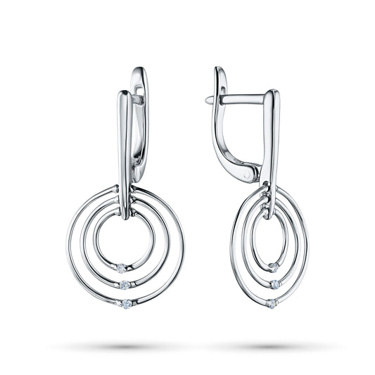 Sterling Silver Earrings with Lab-Created Diamonds 0.040 CT.TW