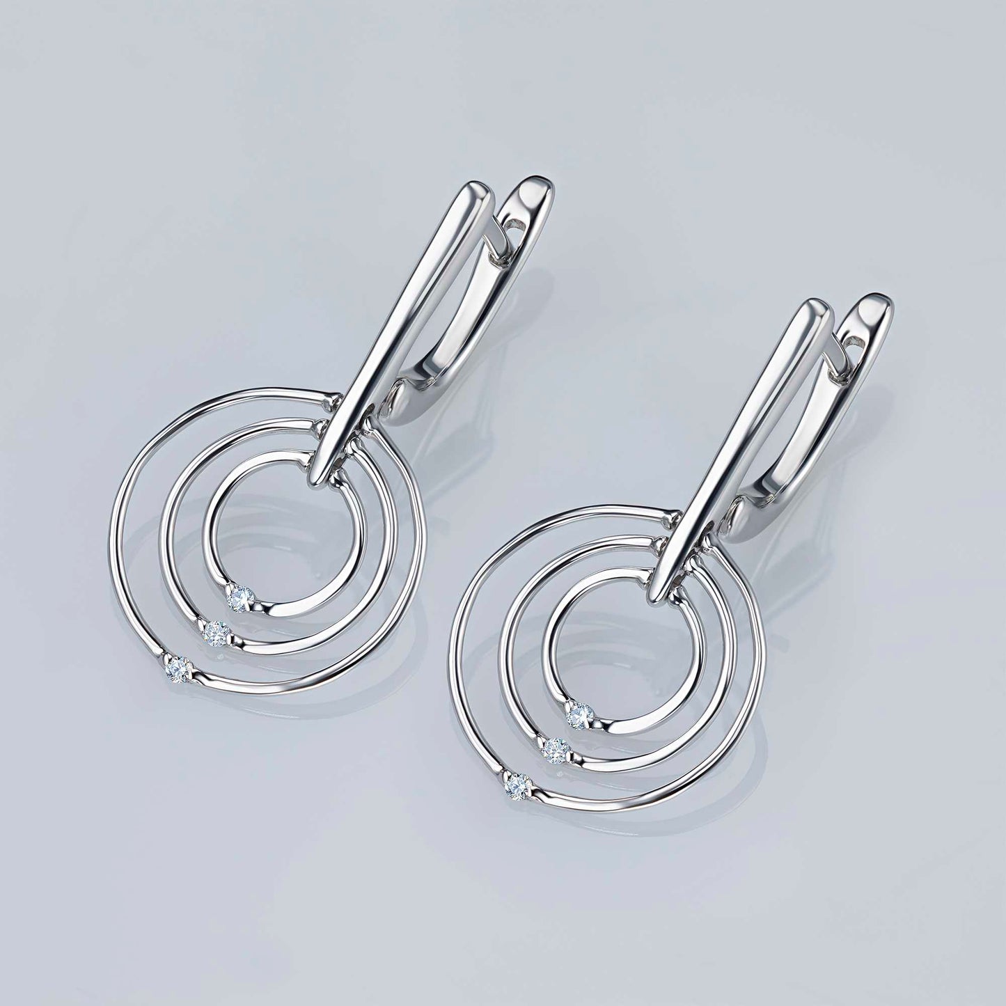 Sterling Silver Earrings with Lab-Created Diamonds 0.040 CT.TW