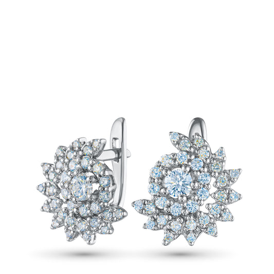 Sterling Silver Earrings with Lab-Created Diamonds 0.950 CT.TW